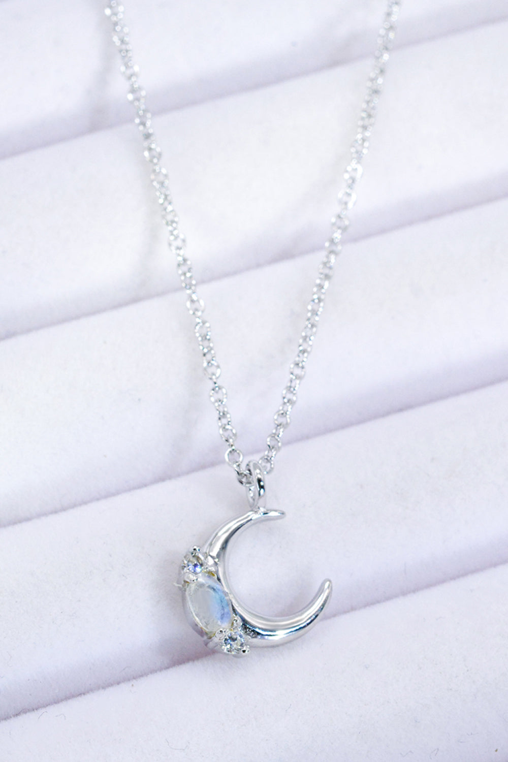 Natural Moonstone Moon Pendant Necklace