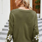 Floral Ribbed Trim Drop Shoulder Cardigan