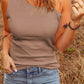 Asymmetrical Neck Sleeveless Waffle-Knit Tank