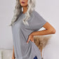 Round Neck Short Sleeve Solid Color Tee