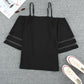 Cold-Shoulder Three-Quarter Flare Sleeve Blouse