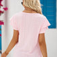 Eyelet Tie-Neck Flutter Sleeve Blouse