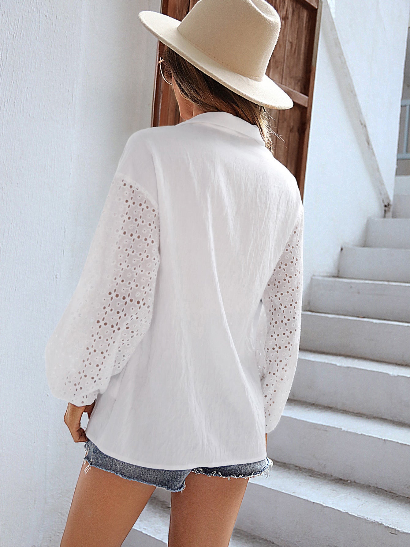 Eyelet Long Sleeve Shirt