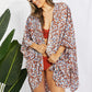 Printed Open Front Three-Quarter Sleeve Cover Up