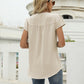 Swiss Dot Notched Neck Short Sleeve Top