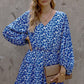 Floral Balloon Sleeve Ruffle Hem Dress