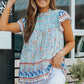 Floral Flutter Sleeve Sleeveless Blouse