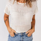 Scalloped Trim Openwork Knit Cropped Top