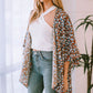 Printed Open Front Three-Quarter Sleeve Cover Up