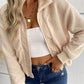 Zip-Up Sherpa Collared Neck Jacket with Pockets