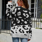Leopard Ribbed Trim Dropped Shoulder Sweater