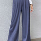 Pleated Detail Wide-Leg Pants with Pockets