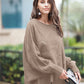 Openwork Boat Neck Sweater with Scalloped Hem