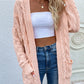 Cable-Knit Open Front Cardigan with Front Pockets