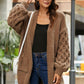 Open Front Ribbed Trim Duster Cardigan