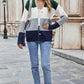 Color Block V-Neck Button Down Cardigan