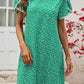 Floral Pom Pom Detail Petal Sleeve Dress