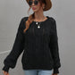 Cable-Knit Openwork Round Neck Sweater