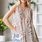 Leopard V-Neck Frill Trim Tank