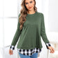 Plaid Round Neck Long Sleeve Tee