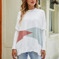 Color Block Round Neck Side Slit Sweater