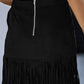 Fringe Detail Zip-Back Skirt with Pockets
