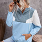 Color Block Quarter-Zip Drawstring Hoodie