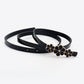 Flower Decor Skinny PU Belt