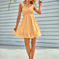 Striped Smocked Ruffle-Shoulder Sleeveless Dress