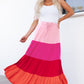 Color Block Tiered Maxi Skirt