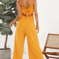 Cutout Spaghetti Strap Tie Back Wide Leg Jumpsuit