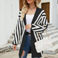 Two-Tone Open Front Fuzzy Longline Cardigan