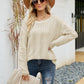 Scalloped Boat Neck Openwork Tunic Sweater