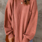 Ribbed Trim Lantern Sleeve Pocketed Sweater