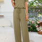 Round Neck Open Back Jumpsuit with Pockets