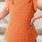 Plus Size Swiss Dot Ruffled Round Neck Blouse