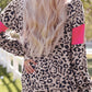 Leopard Print Color Block Long-Sleeve Top