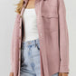 Suede Snap Front Dropped Shoulder Jacket