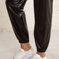 Elastic Waist PU Leather Joggers