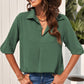 Textured Johnny Collar Three-Quarter Sleeve Blouse