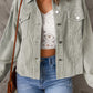 Raw Hem Button Down Corduroy Jacket with Pockets
