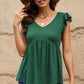 Ribbed Ruffle Sleeve Peplum Top