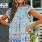 Floral Flutter Sleeve Sleeveless Blouse