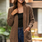 Mixed Knit Open Front Longline Cardigan