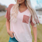 Two-Tone Raglan Sleeve V-Neck Tee