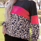 Leopard Print Color Block Long-Sleeve Top