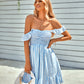 Striped Smocked Ruffle-Shoulder Sleeveless Dress