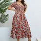 Plus Size Floral Smocked Square Neck Dress