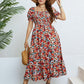 Plus Size Floral Smocked Square Neck Dress