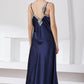 Full Size Lace Trim V-Neck Spaghetti Strap Satin Night Dress